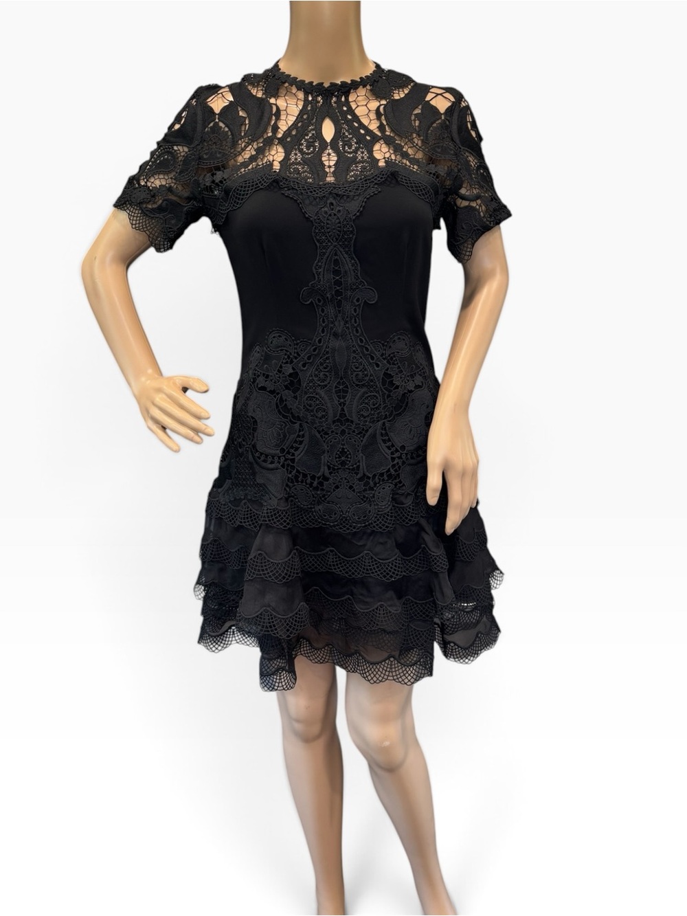 Jonathan Simkhai Paislee Applique Lace Mini Tee Dress Lace A-Line Womens Size 4